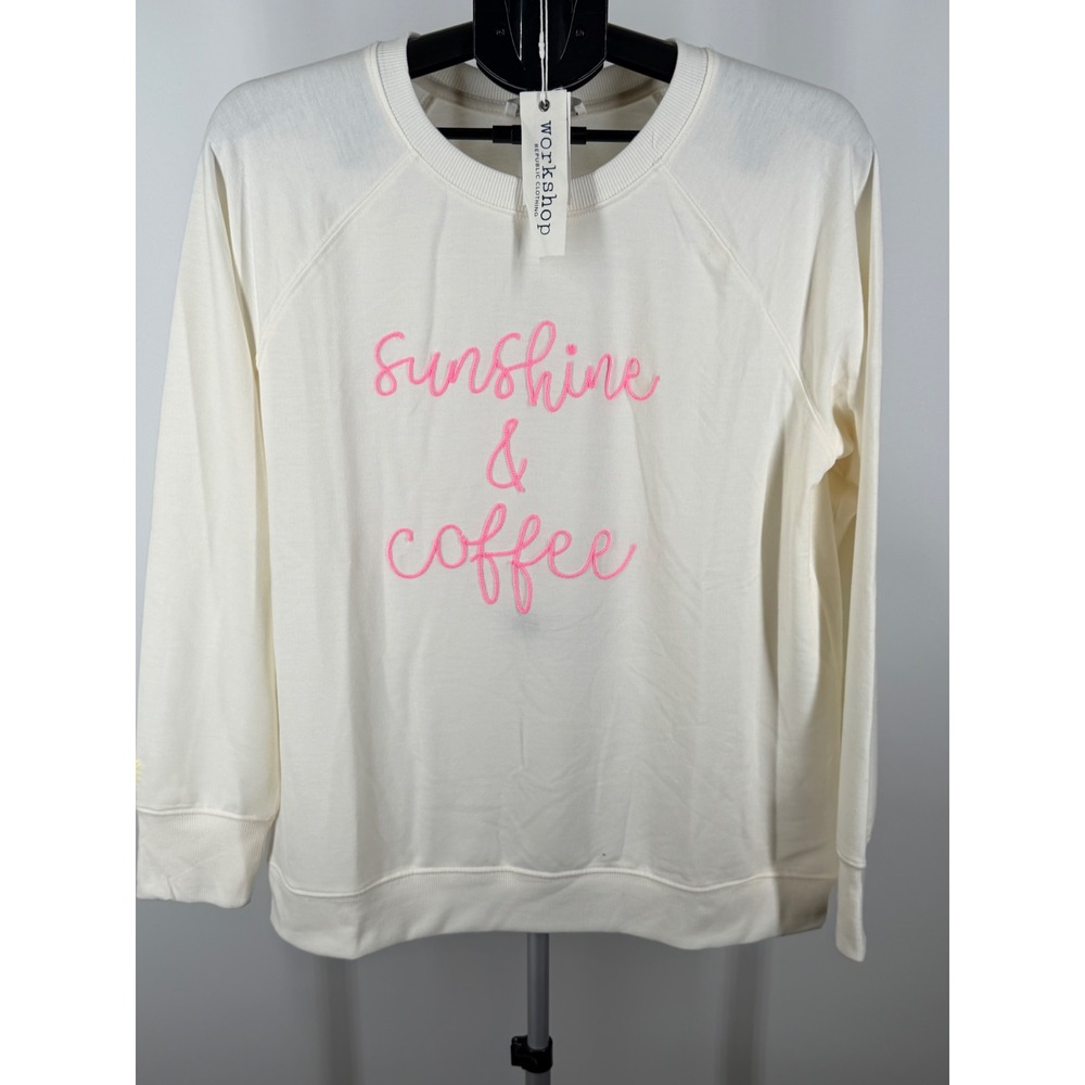 Workshop Republic Clothing Sunshine & Coffee Sweatshirt Cream Pink Large NWT